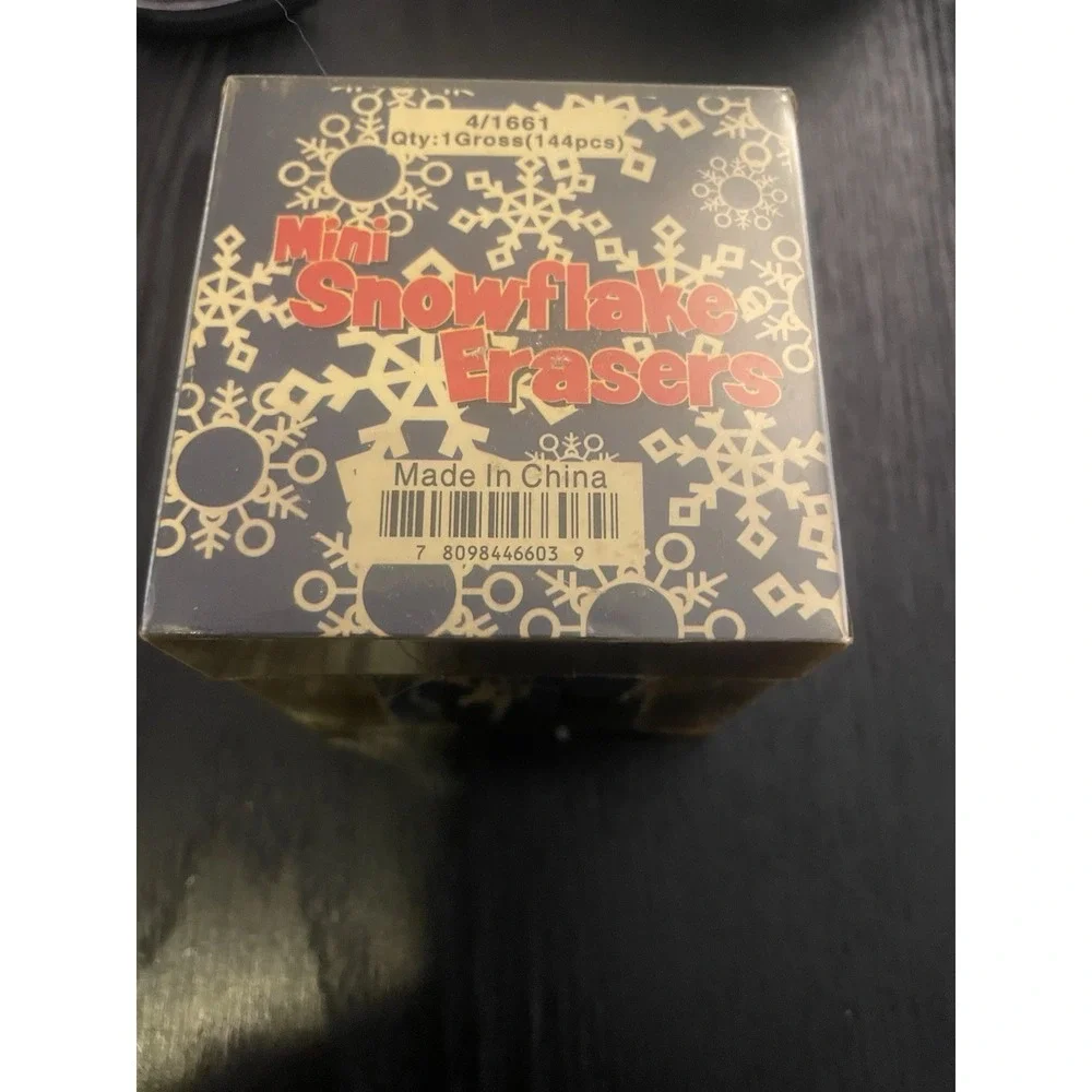 Vtg Mini Snowflake Holiday Christmas Rubber Pencil Eraser Lot Of 144 Sealed